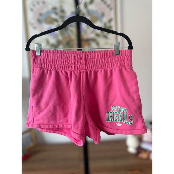 Adidas Women's Varsity Pink Sweat Shorts Size Medium - Picture 1 of 7
